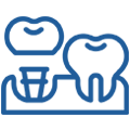 Two stylized teeth icons with a dental chair, representing family dental care services.