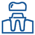 Blue dental implant icon showing tooth crown and root structure for Cottonwood Dental.