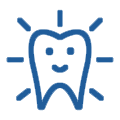 Bright tooth icon with radiating lines symbolizing dental health and whiteness for Cottonwood Dental.
